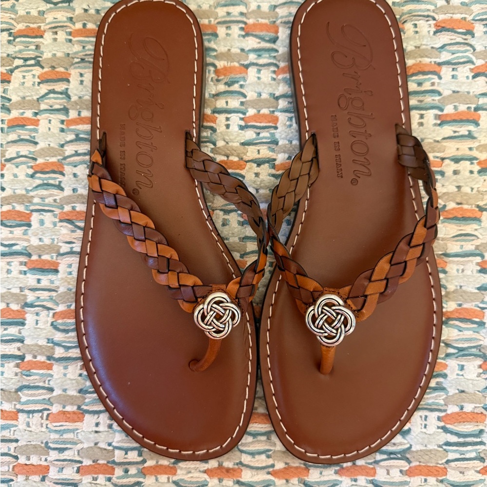 Brighton Women's Brown Braided Sandals with Silver Detail